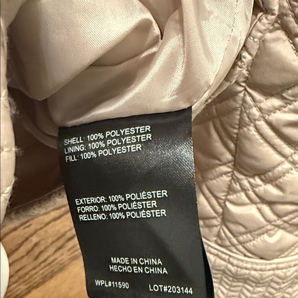 Weatherproof Beige Quilted Patterned Hooded Jacket Minimalist Sz Large Cabincore - Picture 8 of 14